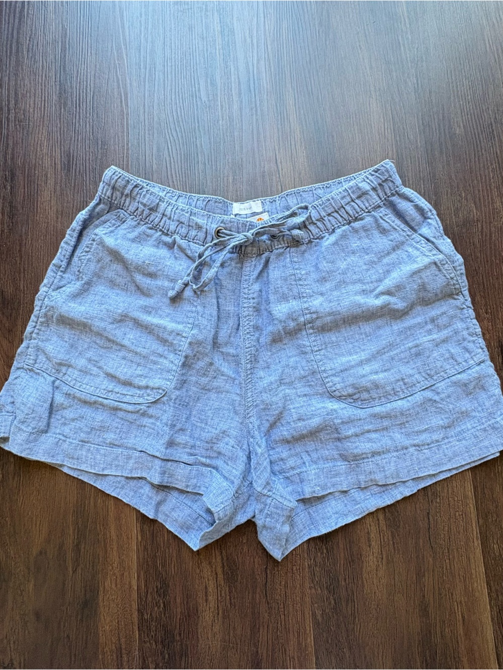 C+C 100% Linen Blue-Gray Drawstring Pull On Shorts Coastal Vacation Resort M - Picture 4 of 5